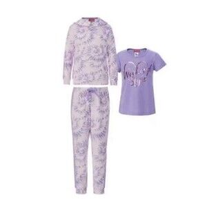 Girls Size XS (5/6) Saint Eve 3-Piece Sleepwear Set Pajamas Hoodie Pink Purple